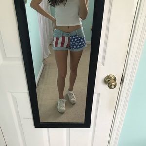 USA themed denim shorts